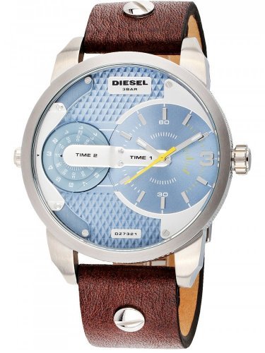 Diesel Mini Daddy LIght Blue Dial Brown Leather Strap Watch For Men - DZ7321 Buy Now By Diesel