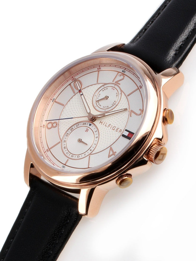 Tommy Hilfiger Claudia White Dial Black Leather Strap Watch for Women - 1781817 Buy Now By Tommy Hilfiger