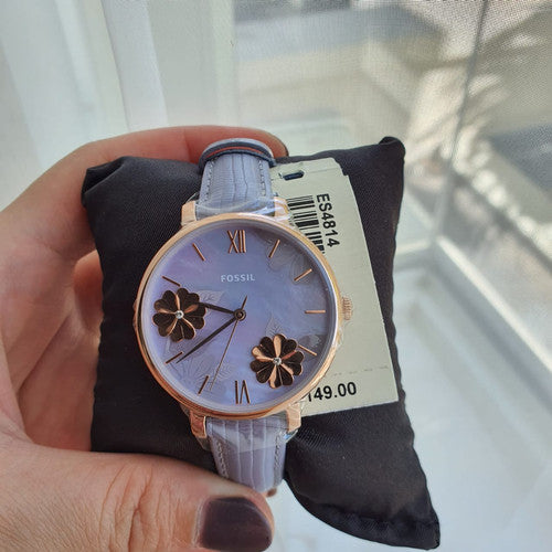 Fossil Jacqueline Purple Dial Purple Leather Strap Watch for Women - ES4814 Buy Now By Fossil