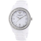 Emporio Armani Ceramica White Mother of Pearl Dial Stainless Steel Strap Watch For Women - AR1426 Buy Now By Emporio Armani