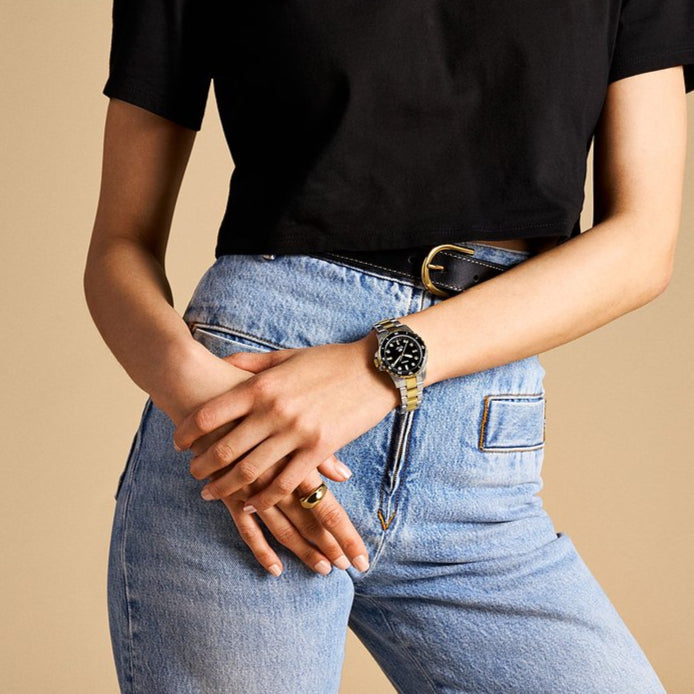 Fossil Blue Dive Three Hand Black Dial Two Tone Steel Strap Watch For Women - ES5349 Buy Now By Fossil