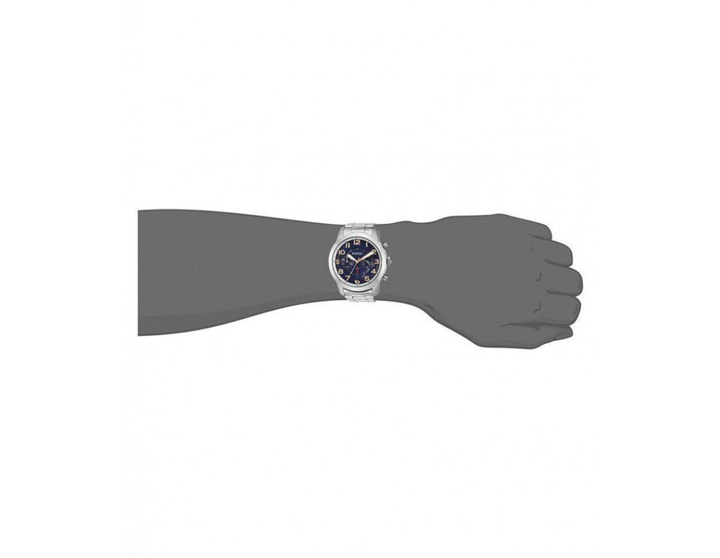 Fossil Pilot 54 Chronograph Navy Blue Dial Silver Steel Strap Watch for Men - FS5203 Buy Now By Fossil
