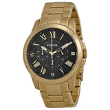 Fossil Grant Chronograph Black Dial Gold Steel Strap Watch for Men - FS4815 Buy Now By Fossil