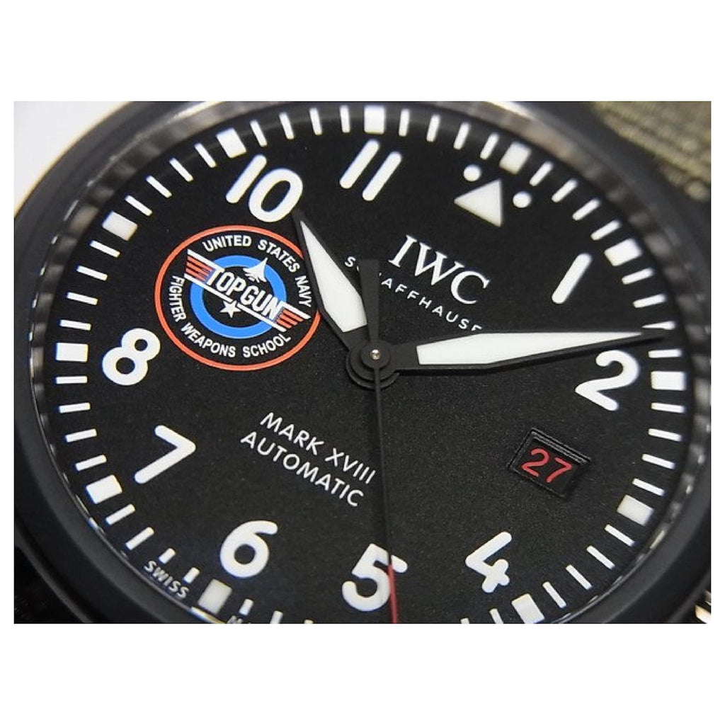 IWC Pilot’s Watch Mark XVIII Top Gun Edition “SFTI” Black Dial Green Nylon Strap Watch for Men - IW324712 Buy Now By IWC