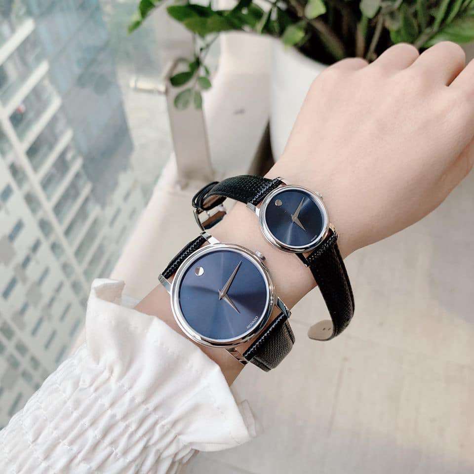 Movado Museum Blue Dial Black Leather Strap Watch For Women - 2100010 Buy Now By Movado