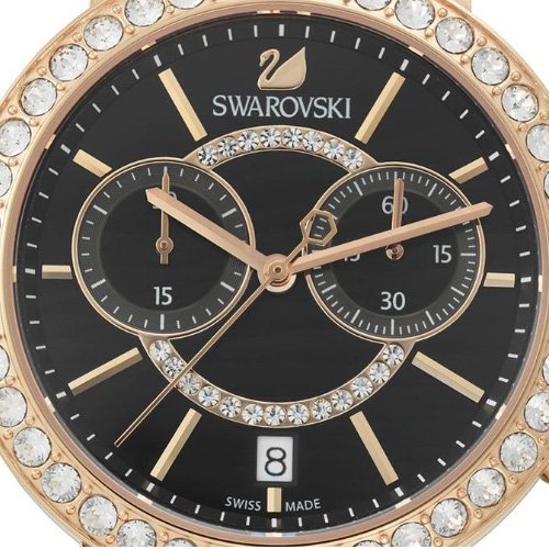 Swarovski Citra Sphere Chronograph Black Dial Black Leather Strap Watch for Women - 5055209 Buy Now By Swarovski