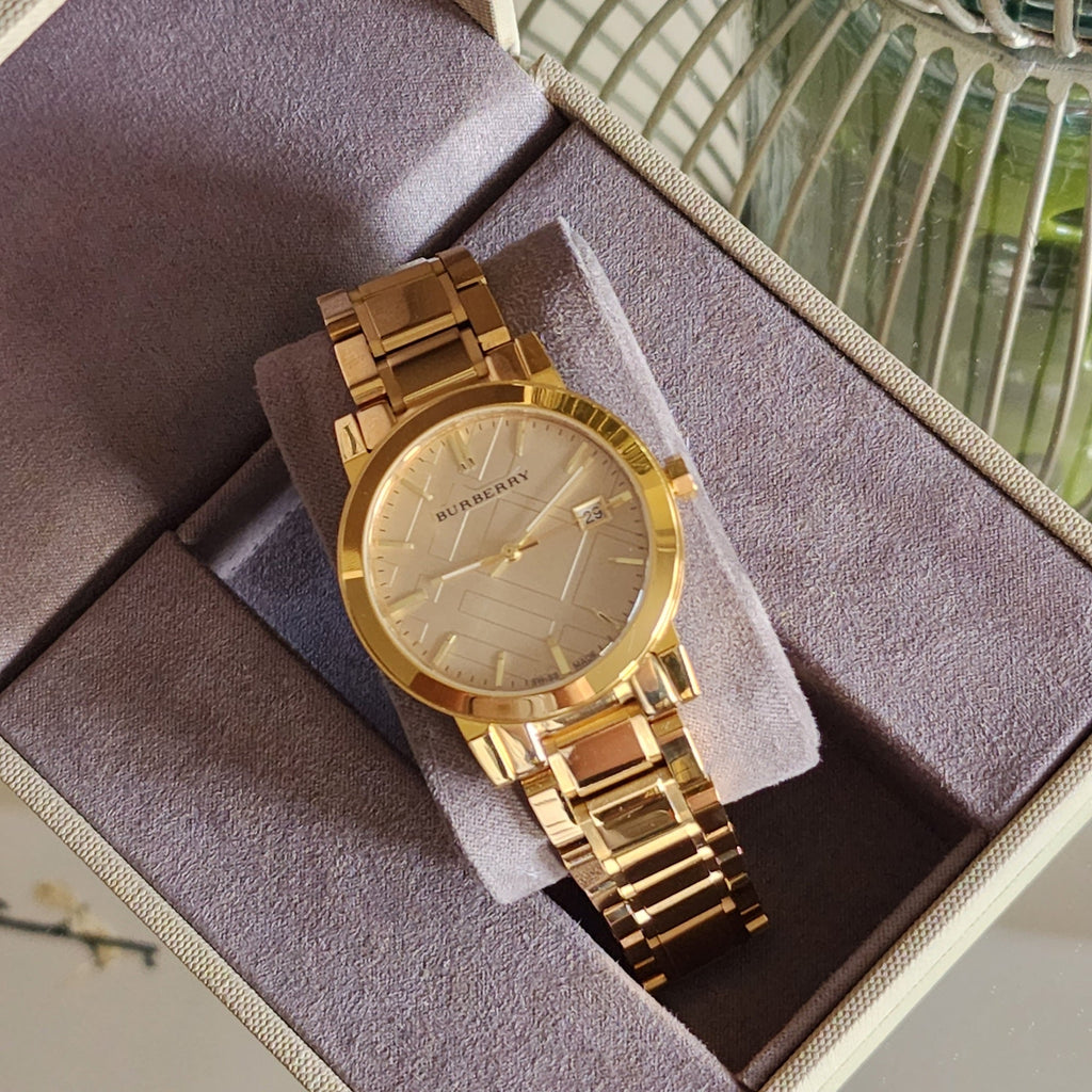 Burberry The City Silver Dial Gold Steel Strap Unisex Watch - BU9003 Buy Now By Burberry