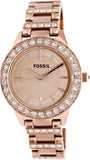 Fossil Jesse Crystal Rose Gold Dial Rose Gold Steel Strap Watch for Women - ES3020 Buy Now By Fossil