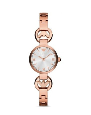 Emporio Armani Retro Quartz Silver Dial Rose Gold Steel Strap Watch For Women - AR1776 Buy Now By Emporio Armani