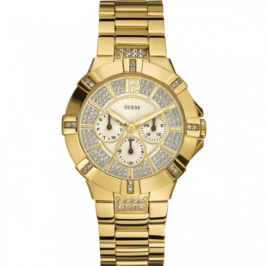 Guess Vista Diamonds Gold Dial Gold Steel Strap Watch for Women - W13573L1 Buy Now By Guess