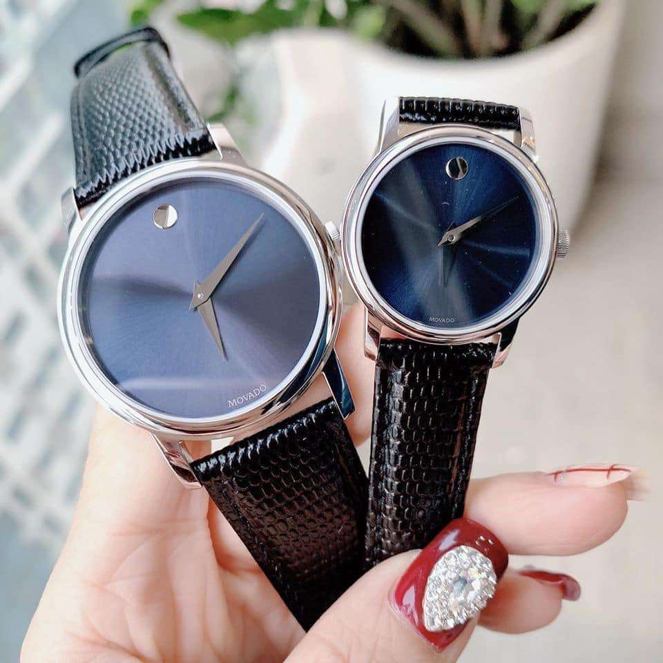 Movado Museum Blue Dial Black Leather Strap Watch For Women - 2100010 Buy Now By Movado