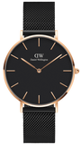 Daniel Wellington Petite Ashfield Black Dial Black Mesh Strap Watch For Women - DW00100245 Buy Now By Daniel Wellington