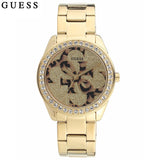 Guess G Twist Diamonds Gold Dial Gold Steel Strap Watch For Women - W1201L2 Buy Now By Guess