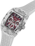 Guess Phoenix Quartz Burgundy Dial Transparent Silicone Strap Watch For Men - GW0499G9 Buy Now By Guess