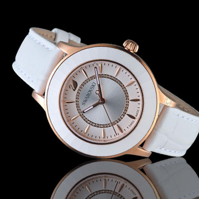 Swarovski Octea Lux White Dial White Leather Strap Watch for Women - 5414416 Buy Now By Swarovski