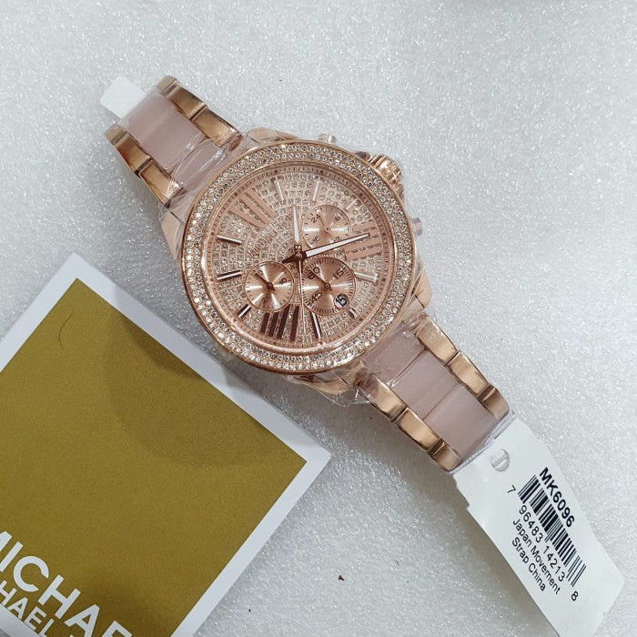 Michael Kors Wren Crystals Rose Gold Dial Rose Gold Steel Strap Watch for Women - MK6096 Buy Now By Michael Kors