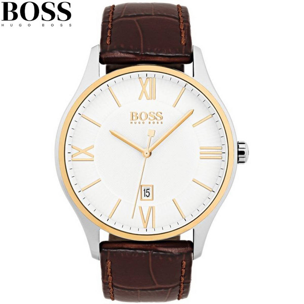 Hugo Boss Classic White Dial Brown Leather Strap Watch for Men - 1513486 Buy Now By Hugo Boss