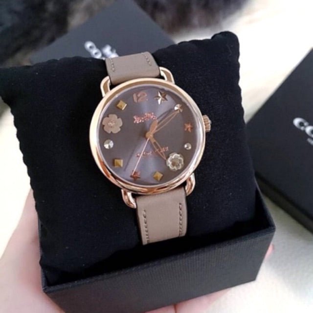 Coach Delancey Grey Dial Grey Leather Strap Watch For Women - 14502797 Buy Now By Coach