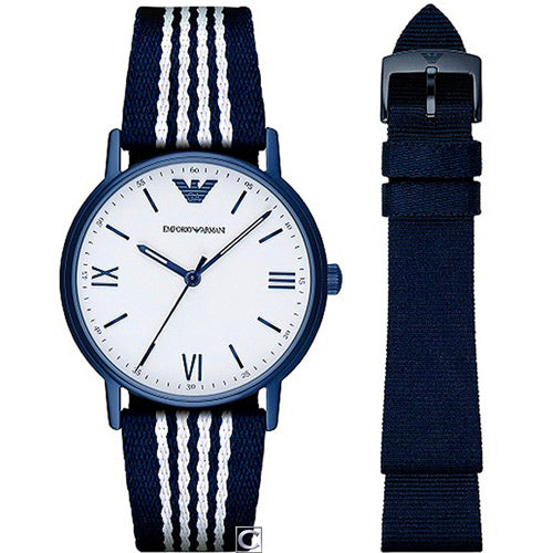 Emporio Armani Kappa Dress White Dial Two Tone NATO Strap Watch For Men - AR80005 Buy Now By Emporio Armani