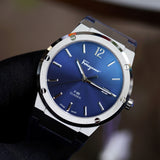 Salvatore Ferragamo F-80 Classic Blue Dial Blue Leather Strap Watch for Men - SFDT00319 Buy Now By Salvatore Ferragamo