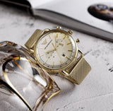 Emporio Armani Aviator Chronograph Quartz Beige Dial Gold Mesh Bracelet Watch For Men - AR11315 Buy Now By Emporio Armani