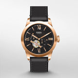 Fossil Townsman Automatic Black Dial Black Leather Strap Watch for Men - ME3170 Buy Now By Fossil
