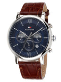 Tommy Hilfiger Evan Chronograph Blue Dial Brown Leather Strap Watch for Men - 1710393 Buy Now By Tommy Hilfiger