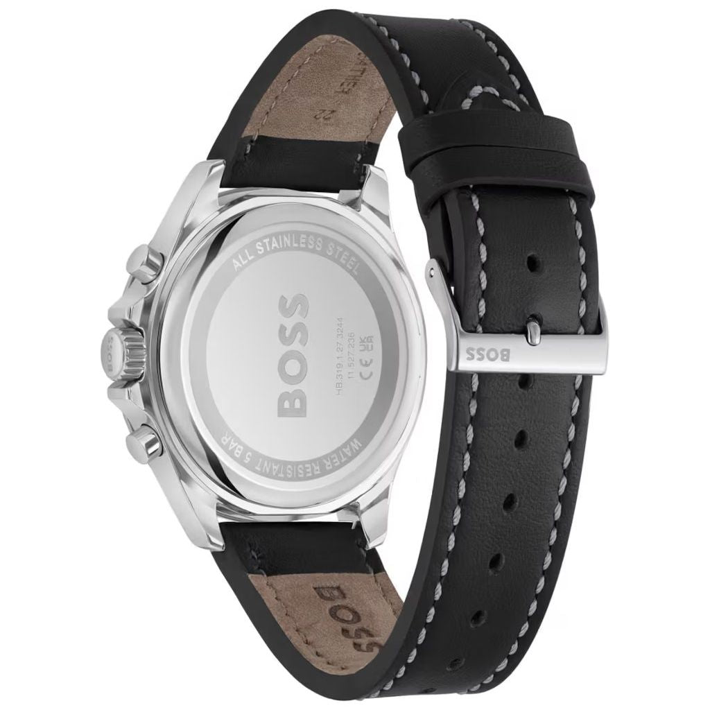 Hugo Boss Troper Chronograph Black Dial Black Leather Strap Watch For Men - 1514099 Buy Now By Hugo Boss