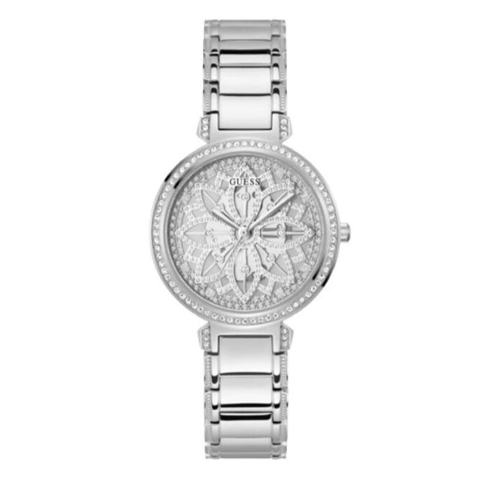 Guess Lily Quartz Silver Dial Silver Steel Strap Watch For Women - GW0528L1 Buy Now By Guess