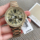 Michael Kors Wren Chronograph Crystal Pave Gold Dial Gold Steel Strap Watch for Women - MK6095 Buy Now By Michael Kors