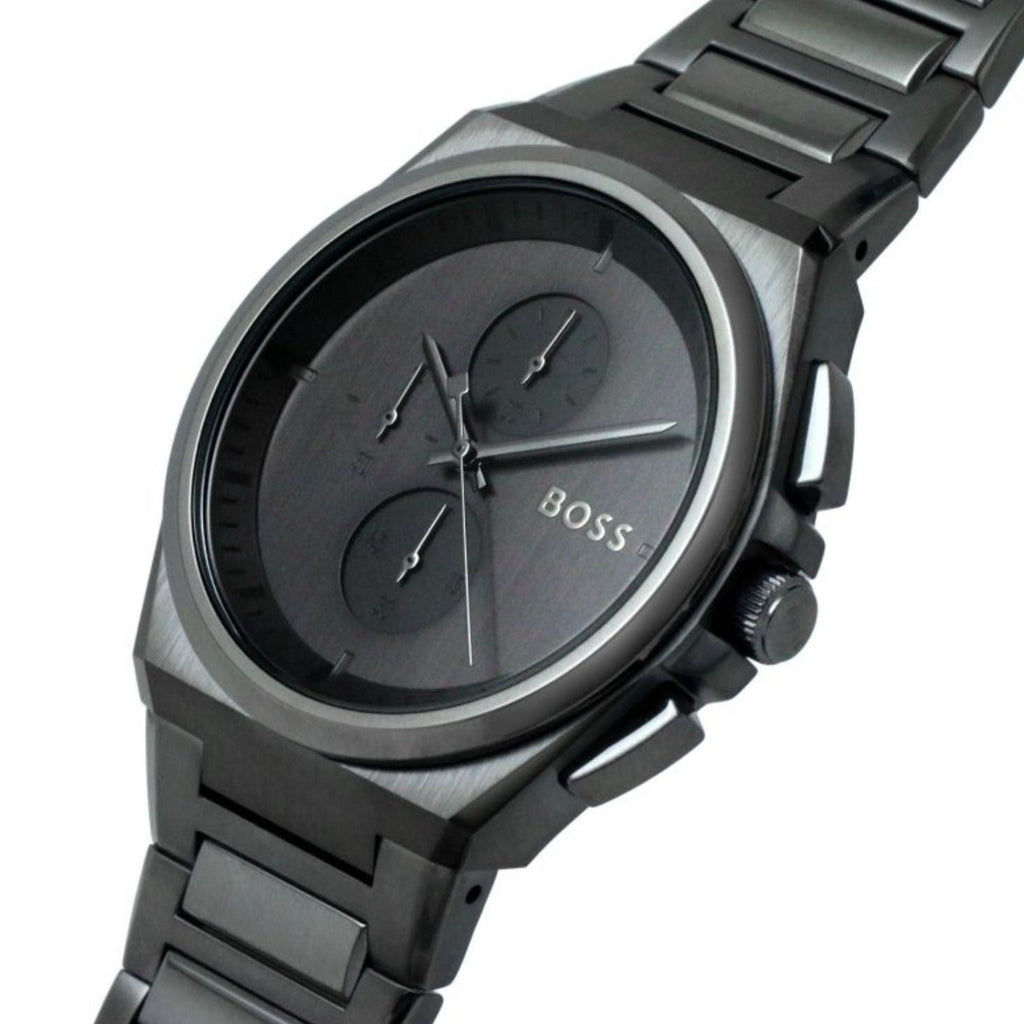 Hugo Boss Steer Chronograph Quartz Grey Dial Grey Steel Strap Watch For Men - 1513996 Buy Now By Hugo Boss