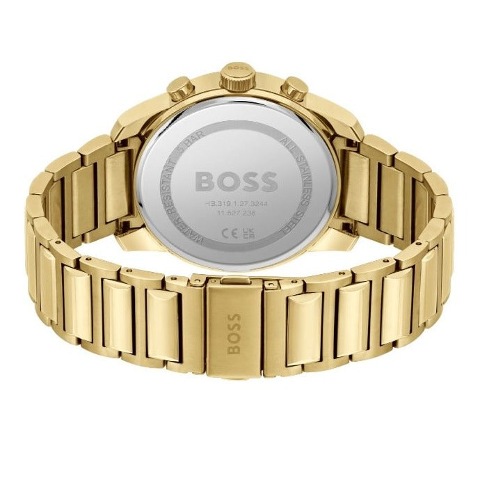 Hugo Boss Trace Chronograph Black Dial Gold Steel Strap Watch For Men - 1514006 Buy Now By Hugo Boss