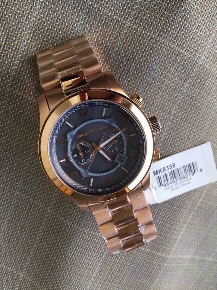 Michael Kors Runway Stop Hunger Quartz Blue Dial Rose Gold Steel Strap Watch For Men - MK8358 Buy Now By Michael Kors