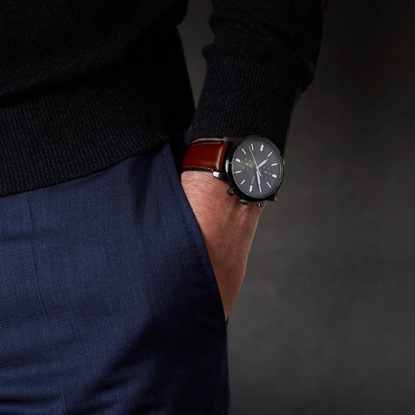 Fossil Townsman Chronograph Gray Dial Brown Leather Strap Watch for Men - FS5522 Buy Now By Fossil