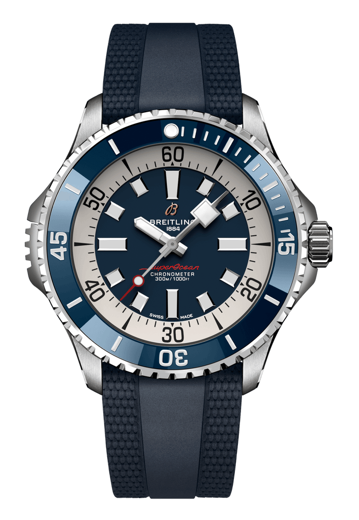 Breitling Superocean Automatic 46 Blue Dial Blue Rubber Strap Watch for Men - A17378E71C1S1 Buy Now By Breitling