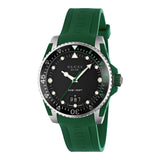 Gucci Dive Black Dial Green Rubber Strap Watch For Men - YA136310 Buy Now By Gucci