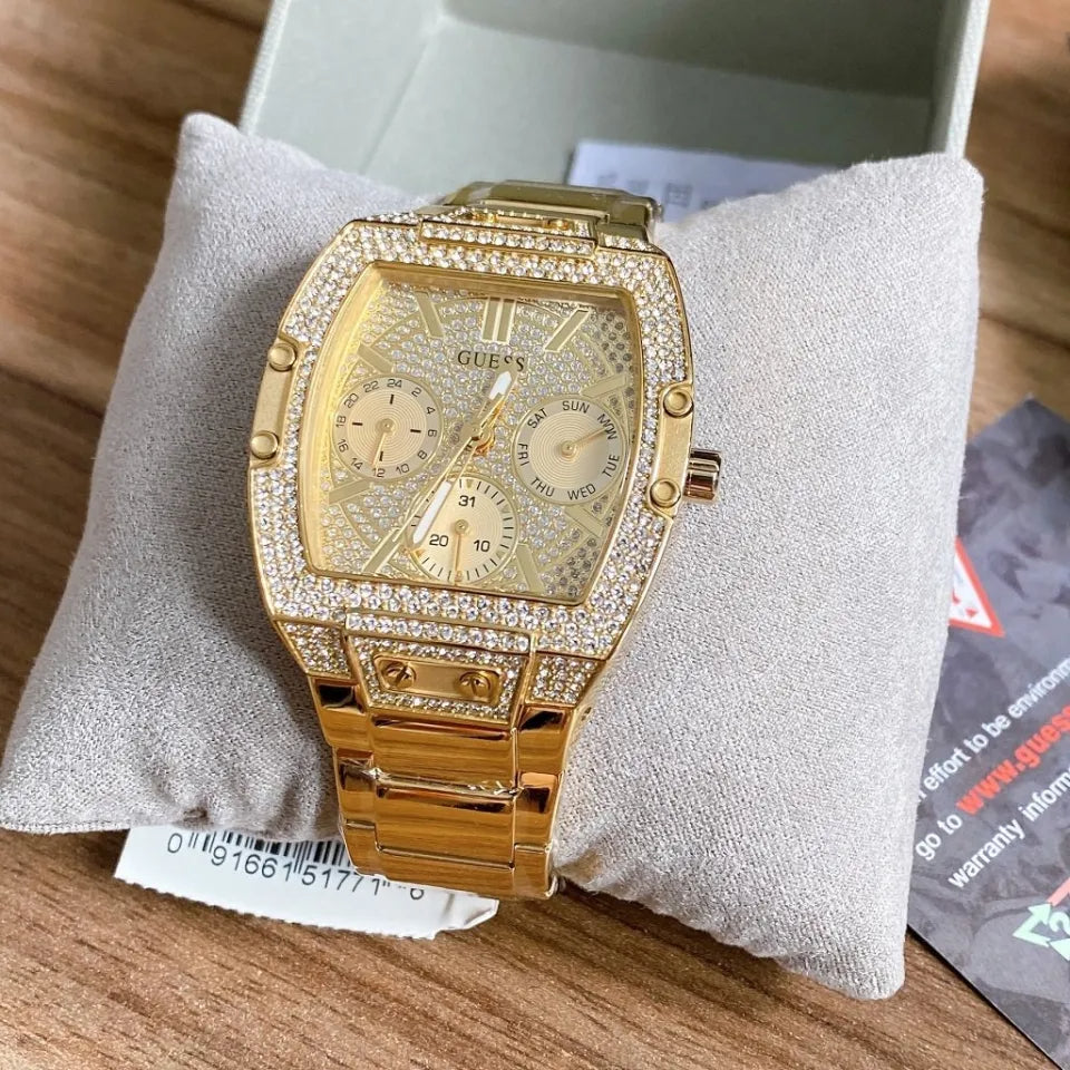 Guess Raven Diamonds Gold Dial Gold Steel Strap Watch for Women - GW0104L2 Buy Now By Guess