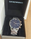 Emporio Armani Gianni Chronograph Blue Dial Silver Steel Strap Watch For Men - AR80013 Buy Now By Emporio Armani