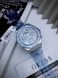 Guess Athena Active Life Clear White Dial Blue Rubber Strap Watch for Women - GW0409L1 Buy Now By Guess