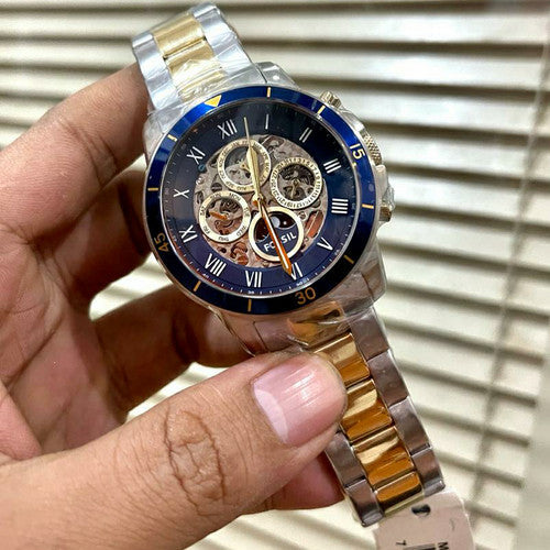 Fossil Grant Sport Automatic Skeleton Blue Dial Two Tone Steel Strap Watch for Men - ME3141 Buy Now By Fossil