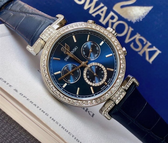 Swarovski Era Journey Blue Dial Blue Leather Strap Watch for Women - 5479239 Buy Now By Swarovski