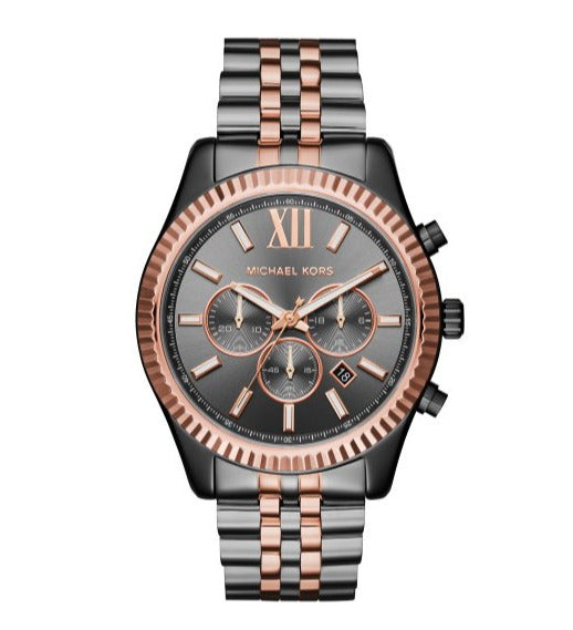 Michael Kors Lexington Chronograph Black Dial Two Tone Steel Strap Watch for Men - MK8561 Buy Now By Michael Kors