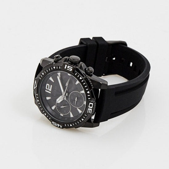 Guess Commander Black Dial Black Rubber Strap Watch for Men - GW0211G3 Buy Now By Guess