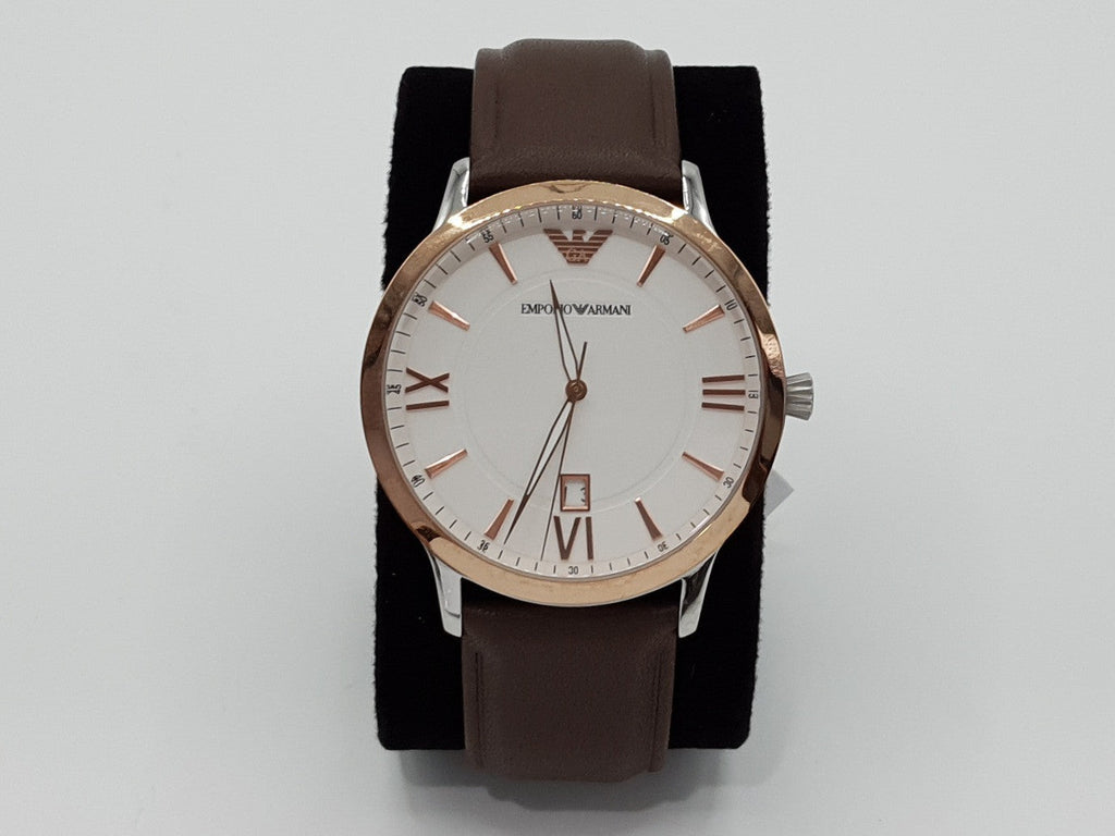 Emporio Armani Giovanni Quartz White Dial Brown Leather Strap Watch For Men - AR11211 Buy Now By Emporio Armani