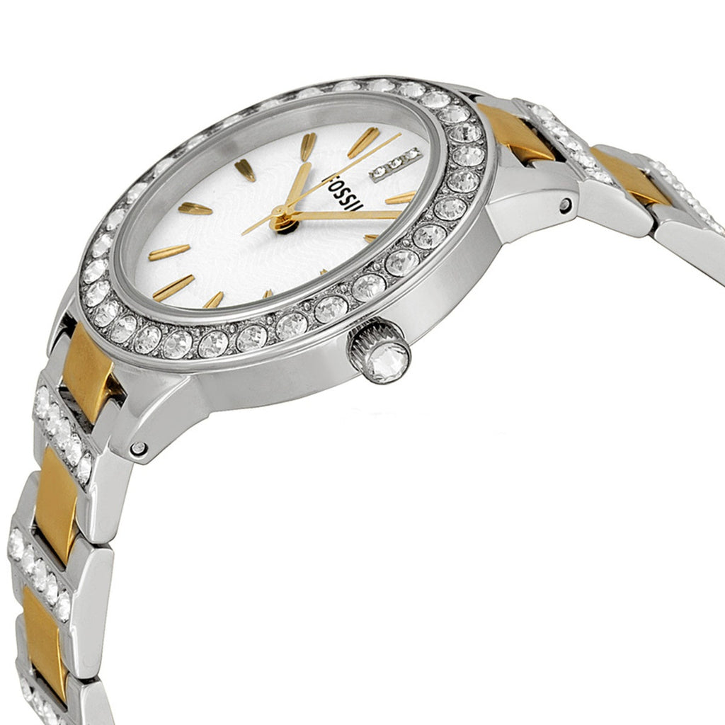 Fossil Jesse Crystals White Dial Two Tone Steel Strap Watch for Women - ES2409 Buy Now By Fossil