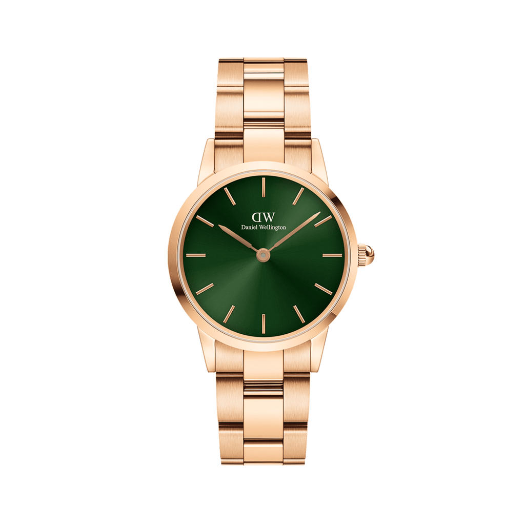 Daniel Wellington Iconic Link Emerald Green Dial Rose Gold Steel Strap Watch For Women - DW00100419 Buy Now By Daniel Wellington