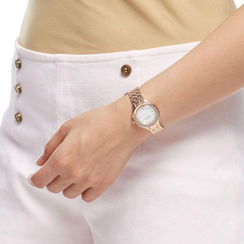 Swarovski Lovely Crystals Mother of Pearl Dial Rose Gold Steel Strap Watch for Women - 5261496 Buy Now By Swarovski