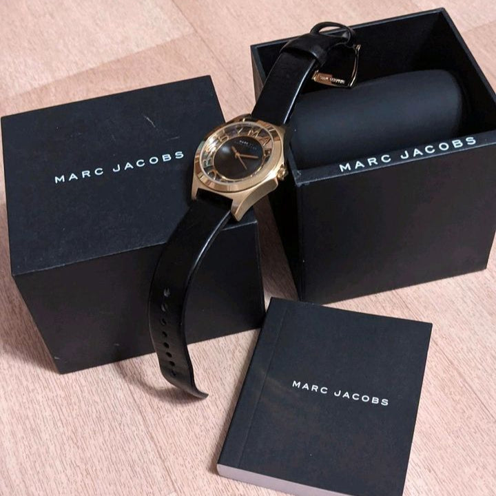 Marc Jacobs Henry Skeleton Black Dial Black Leather Strap Watch for Women - MBM1340 Buy Now By Marc Jacobs