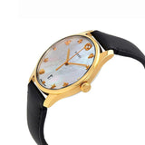 Gucci G-Timeless Mother of Pearl Dial Black Leather Strap Watch For Women - YA126589 Buy Now By Gucci