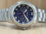 Fossil Pilot 54 Chronograph Navy Blue Dial Silver Steel Strap Watch for Men - FS5203 Buy Now By Fossil